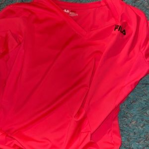 Hot pink Fila V-neck shirt size XL!